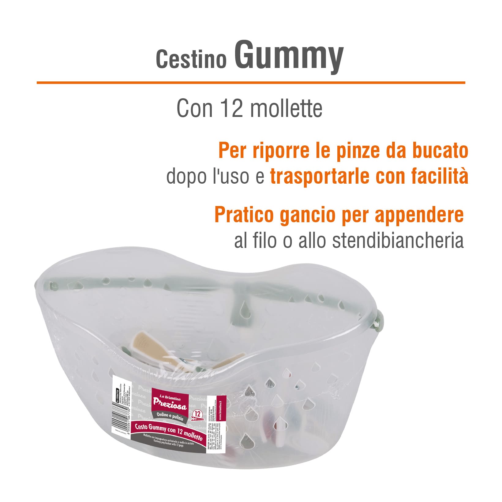 CONFEZIONE CESTELLO + 12 MOLLETTE