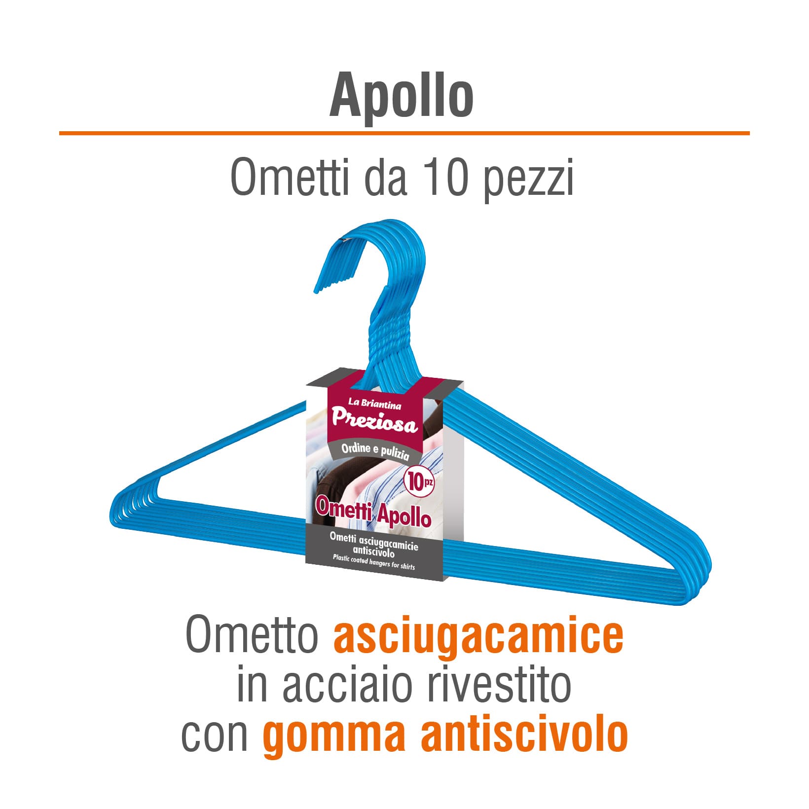 CONFEZIONE GRUCCE ASCIUGACAMICIE IN ACCIAIO: 10 GRUCCE