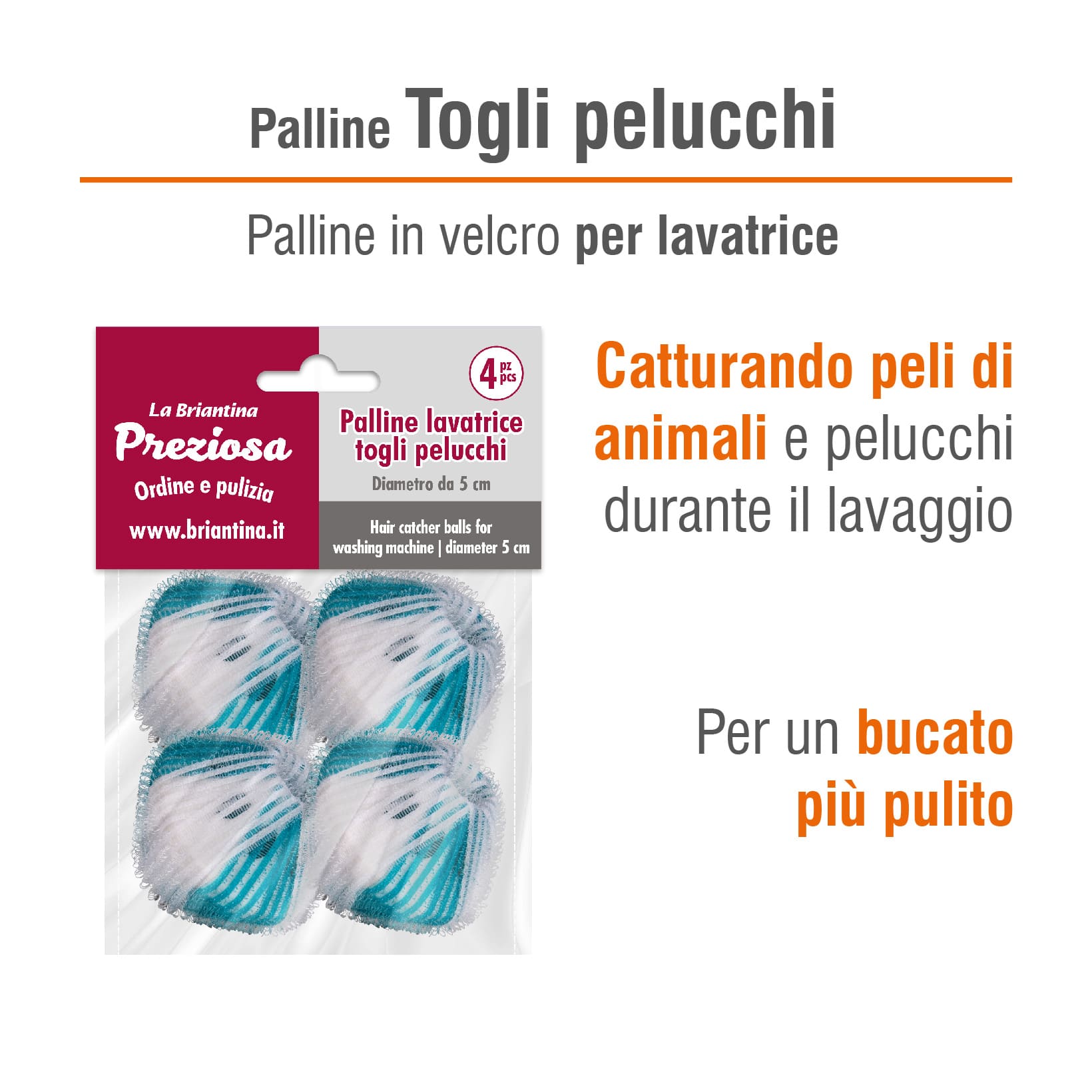 CONFEZIONE PALLINE LEVAPELUCCHI PER LAVATRICE: 4 PALLINE