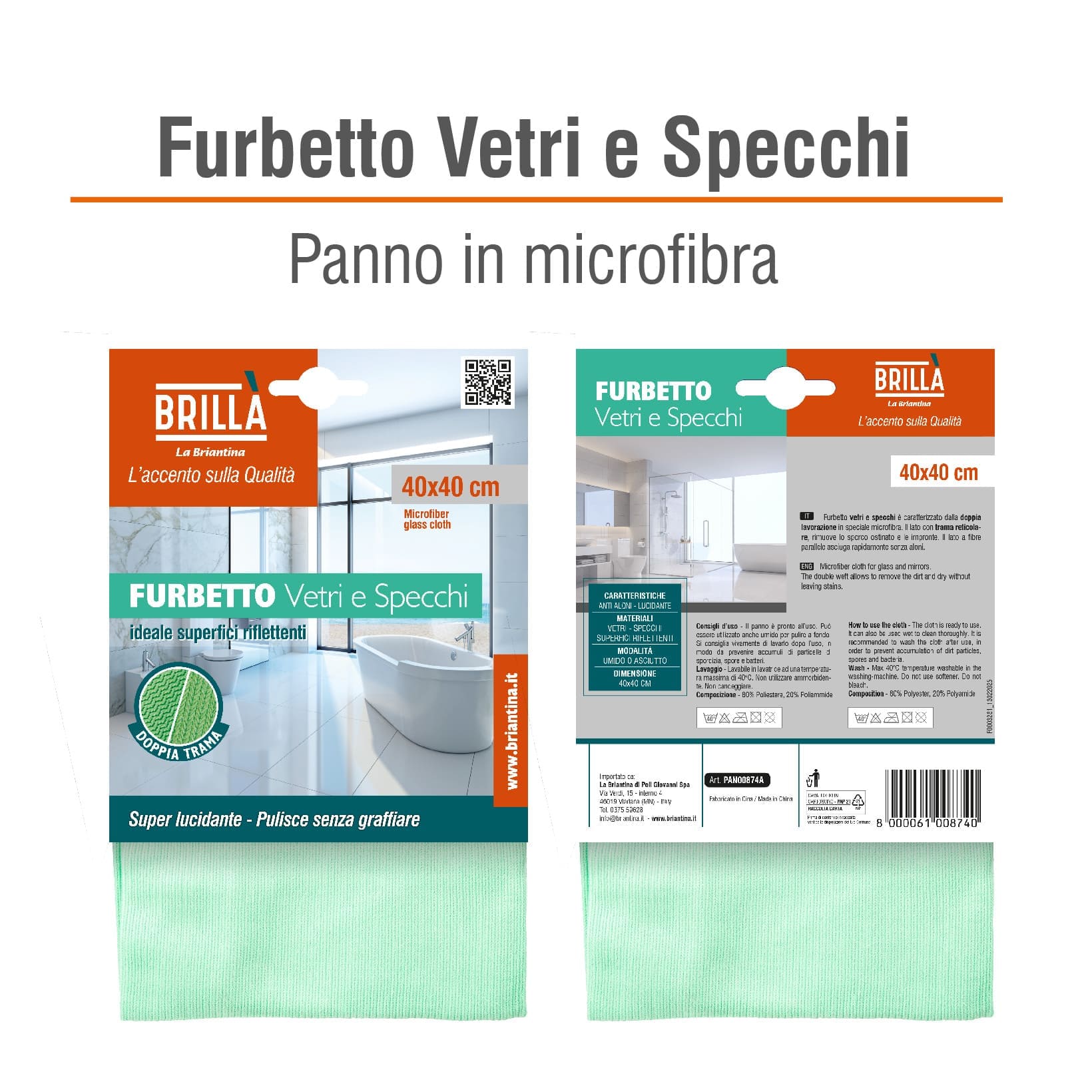 PANNO FURBETTO IN MICROFIBRA PER VETRI E SPECCHI