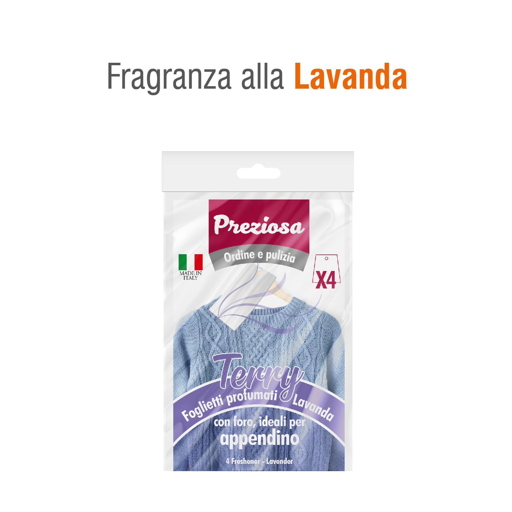 CONFEZIONE FOGLIETTI PROFUMATI ALLA LAVANDA: 4 FOGLIETTI