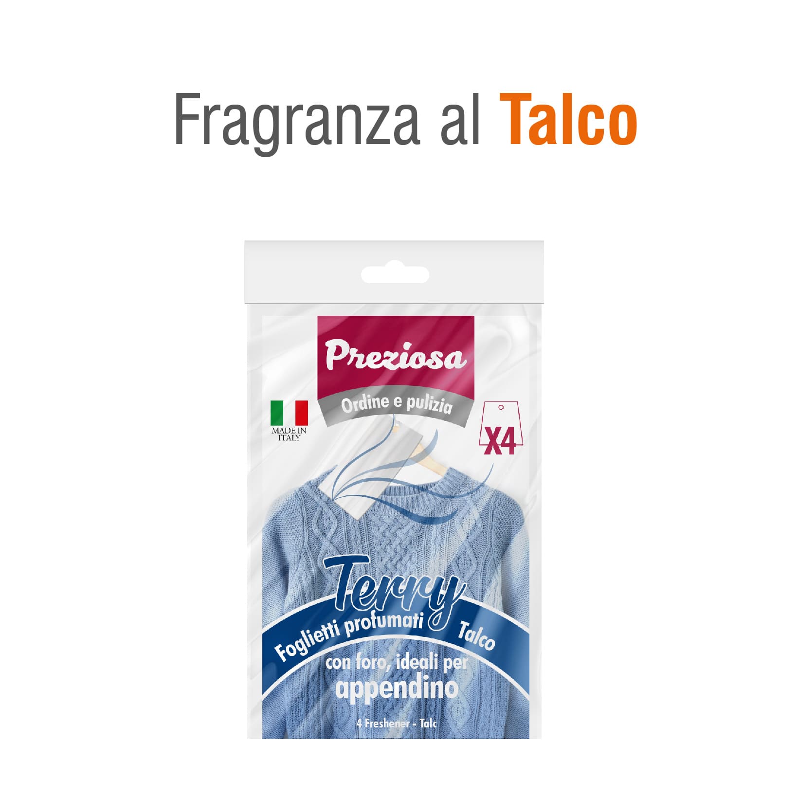 CONFEZIONE FOGLIETTI PROFUMATI AL TALCO: 4 FOGLIETTI