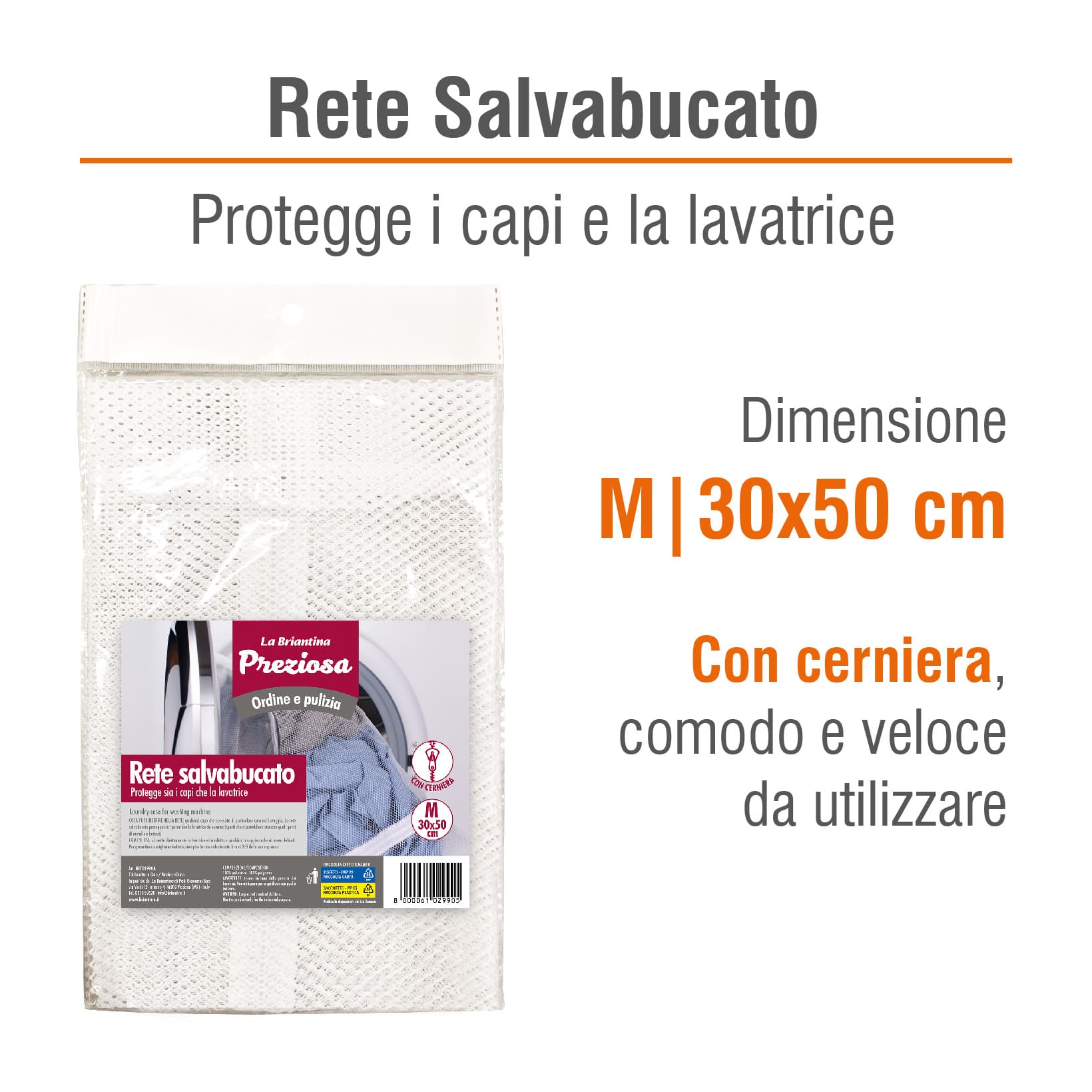 RETE SALVABUCATO LAVATRICE 30X50 CM