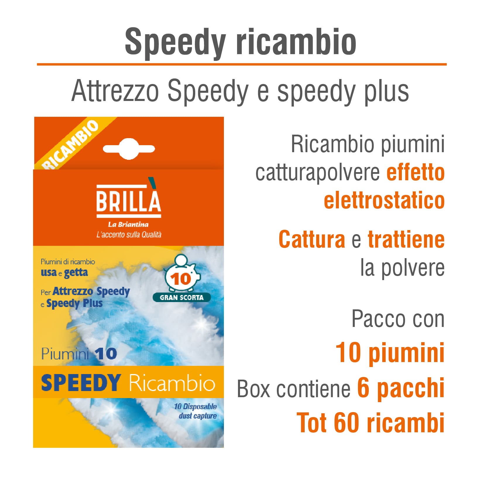 6 CONFEZIONI DI PIUMINI CATTURAPOLVERE: 60 PIUMINI