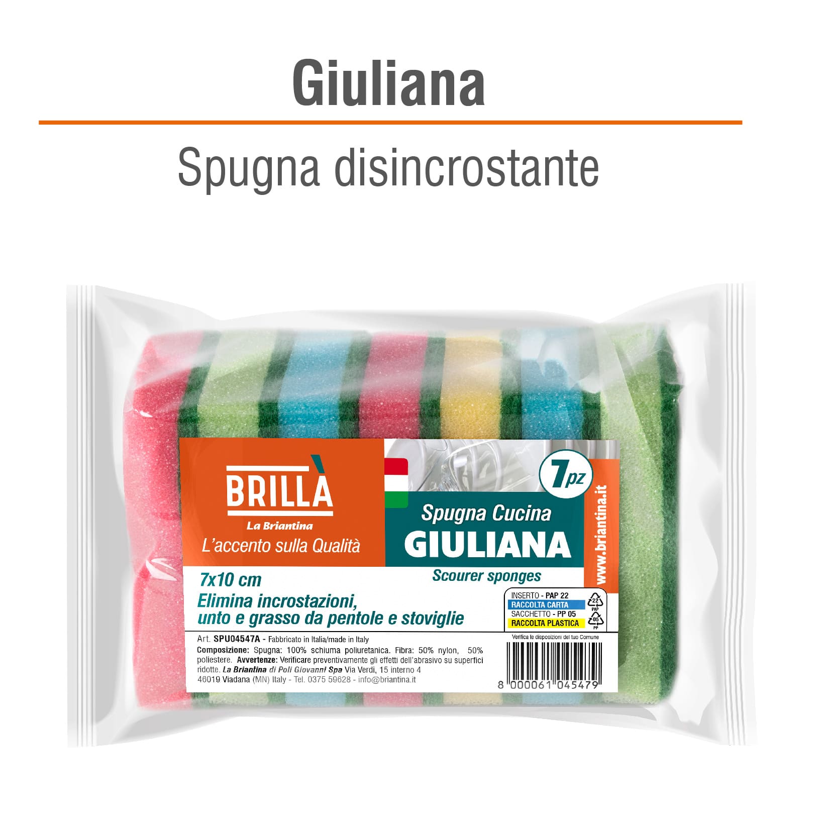 CONFEZIONE SPUGNE ABRASIVE GIULIANA: 7 SPUGNE